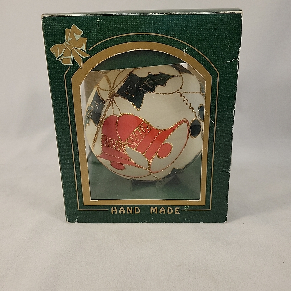 Handmade Handpainted Hand Blown Christmas Ornament made in Poland.